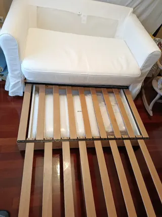 Sofá Cama Blanco Tela. Se regala otra funda blanca
