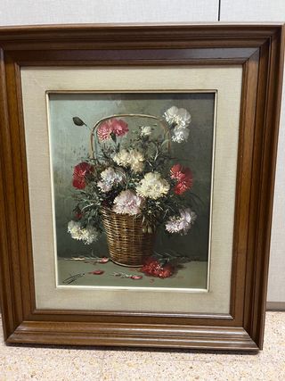 Cuadro de flores en cesta
