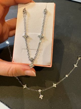 Conjunto collar y pulsera estrellas plata