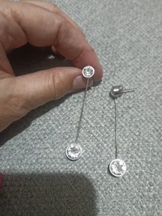 Pendientes largos brillantes acero
