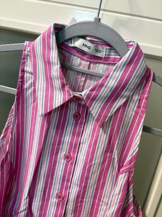 Vestido camisero Mango rayas rosa y blanco