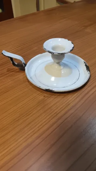 Portacandele smaltato vintage