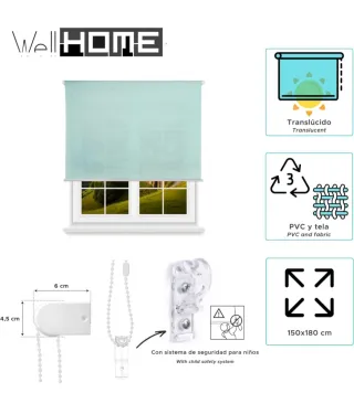 Estor Enrollable Translúcido Azul Claro