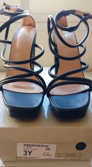 Sandalias de tacón negras mujer talla 39