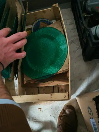 Piatti in vetro lavorato verde/blu