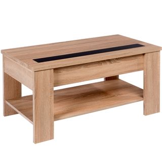 Mesa de centro elevable madera y cristal