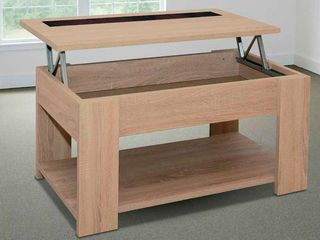 Mesa de centro elevable madera y cristal