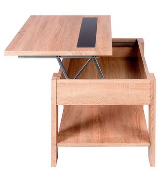 Mesa de centro elevable madera y cristal