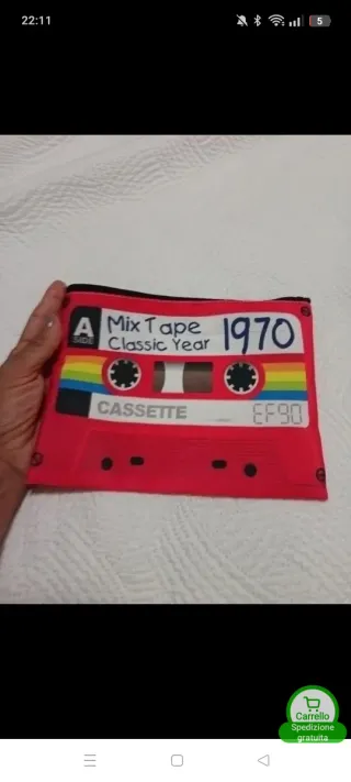 Pochette trucco 16x22cm Mix Tape 1970