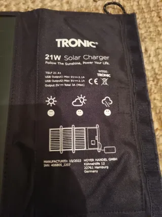 Cargador Solar Plegable Tronic 21W