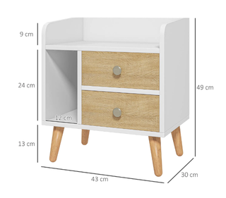 Mesita de Noche HOMCOM 2 Cajones