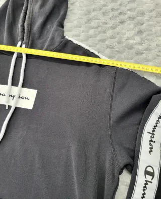 Sudadera Champion Negra Logo Cinta Vintage 90s Y2K