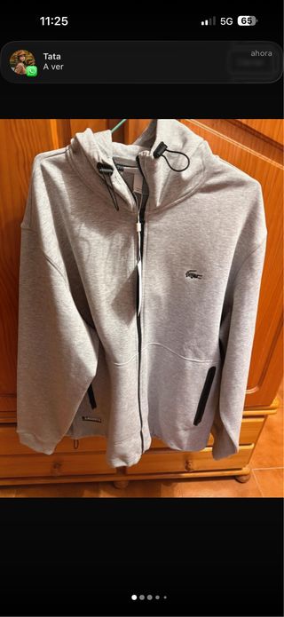 Sudadera Lacoste gris con cremallera