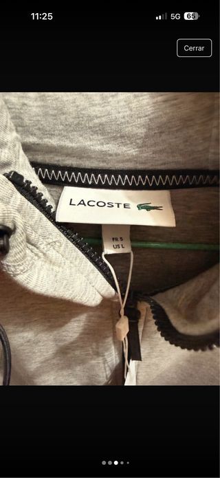 Sudadera Lacoste gris con cremallera