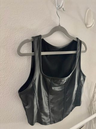 Zara - Top Corsetto Similpelle Nero / Taglia M