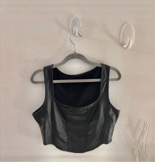 Zara - Top Corsetto Similpelle Nero / Taglia M