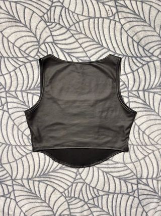 Zara - Top Corsetto Similpelle Nero / Taglia M