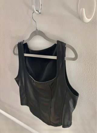 Zara - Top Corsetto Similpelle Nero / Taglia M
