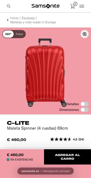 NUEVA - Maleta Samsonite Ultralight Roja