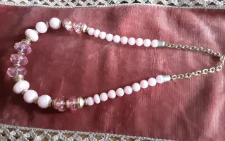 Collana perle rosa e catena argento
