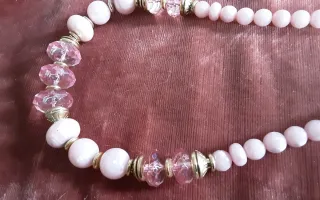 Collana perle rosa e catena argento