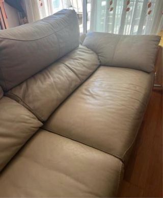 Sofá de piel beige 4 plazas