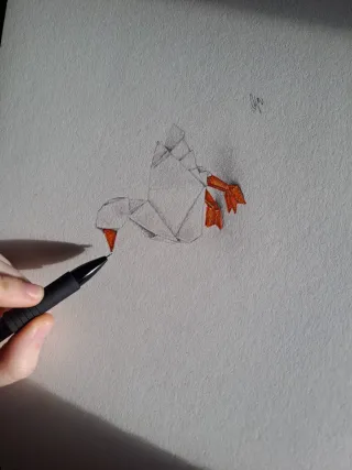 Originale disegno di una papera/oca origami