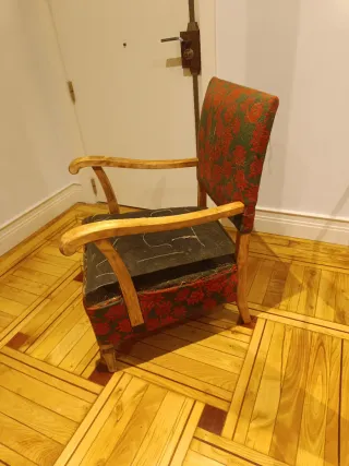 Pareja butacas vintage brazos madera