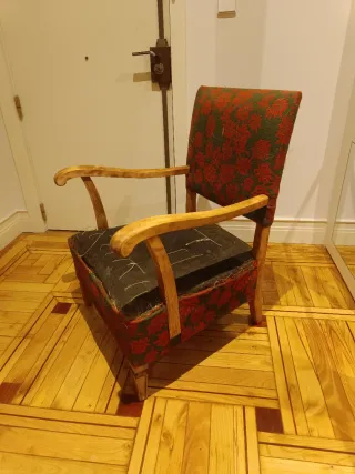 Pareja butacas vintage brazos madera