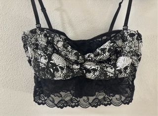 Royal Bones - Crop Top Pizzo B&W / XL