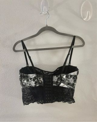 Royal Bones - Crop Top Pizzo B&W / XL