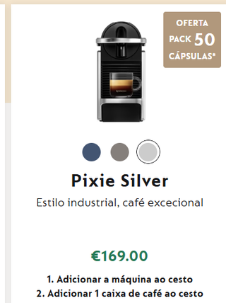 Máquina Nespresso Pixie Prata Nova