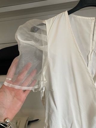 Mono corto mujer mangas tul blanco