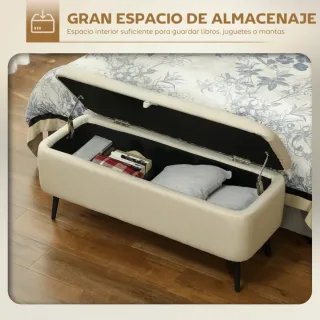 Banco otomana beige con almacenamiento