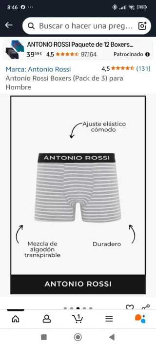 Antonio Rossi (Pack 3) calzoncillo XL. Precintado