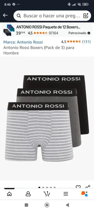 Antonio Rossi (Pack 3) calzoncillo XL. Precintado