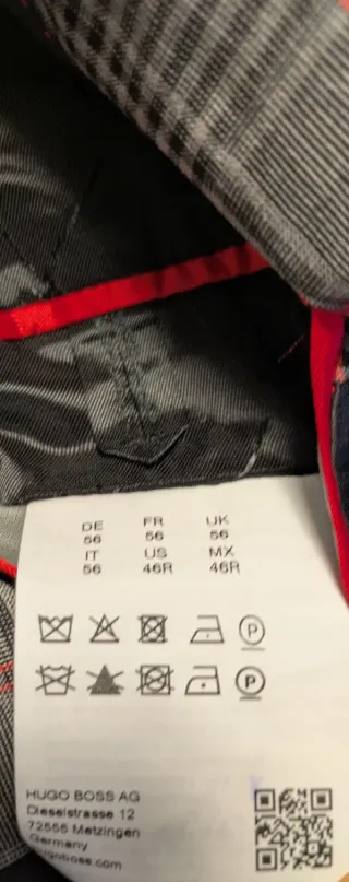 Blazer Uomo Hugo Boss Grigio Rosso Taglia 56