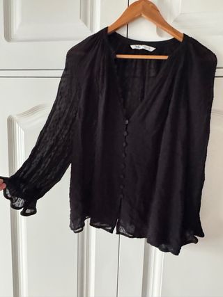 Blusa Zara Negra Plumeti