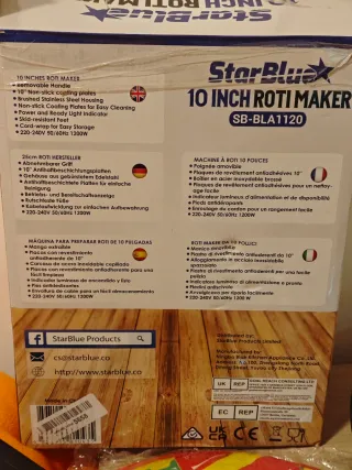 Máquina para fazer Roti StarBlue 10 polegadas