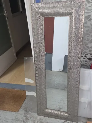 Espejo Metal Labrado Plata