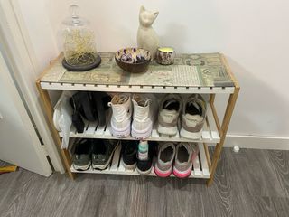 Zapatero 3 Estantes Madera y Blanco