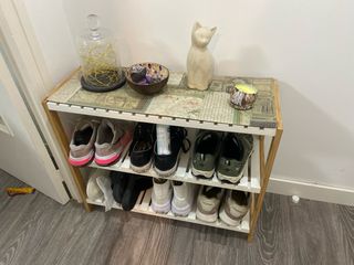 Zapatero 3 Estantes Madera y Blanco