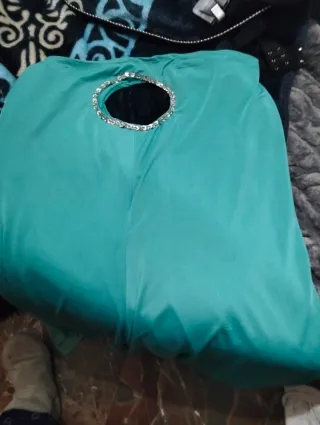 Falda de baile larga color verde azulado