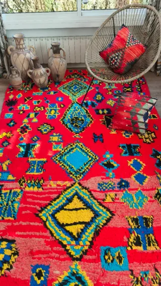 ANTIGUA ALFOMBRA BEREBER DE LANA HECHA A MANO