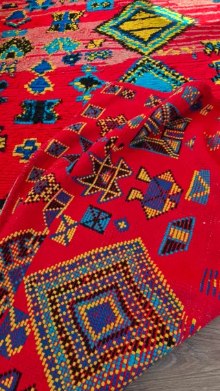 ANTIGUA ALFOMBRA BEREBER DE LANA HECHA A MANO