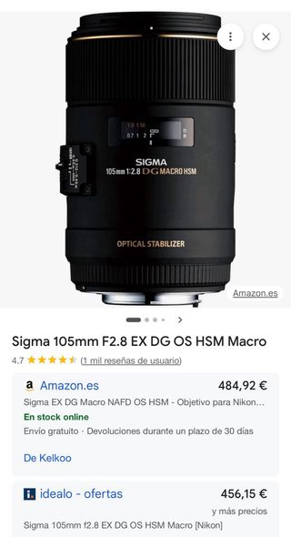 Sigma 105mm 1:2.8 DG Macro Objetivo Nikon