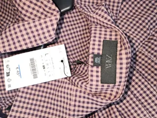 Vestido largo de cuadros palabra de honor Zara L