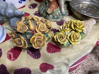 Lote Figuras Porcelana Cisne Cenicero Flores