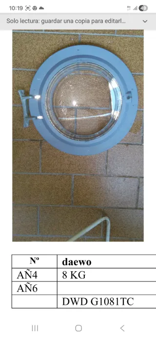 Puerta Lavadora Daewoo