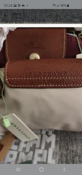 Longchamp Le Pliage Bolso Beige y Morado